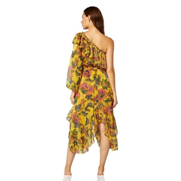 Misa Los Angeles Women's Asymmetric One Shoulder Floral Midi Dress Size M - Picture 2 of 6